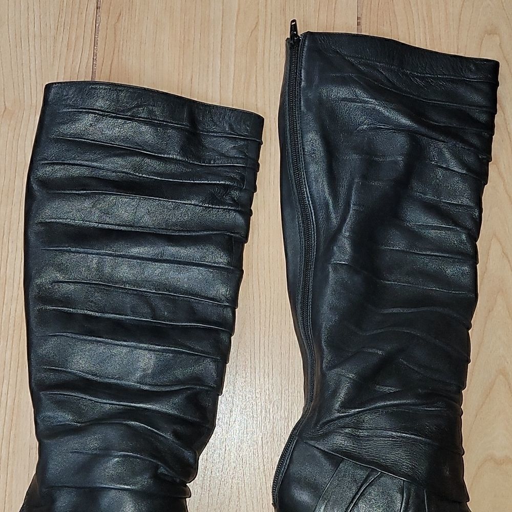 ALDO BLACK SLOUCH HIGH HEEL BOOTS, SIZE 40 (8.5) - Picture 4 of 15
